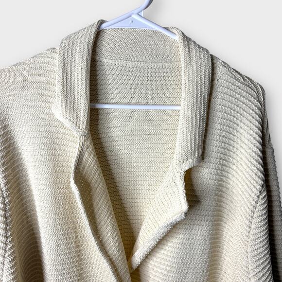 Ribbed sweater Blazer Jacket Womens XXL Cream Double Breasted Gold Buttons NWOT - Picture 3 of 9